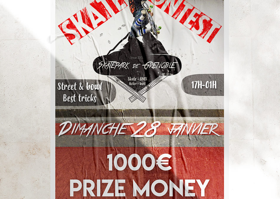 Affiche contest de skateboard fictif au Skatepark de Grenoble