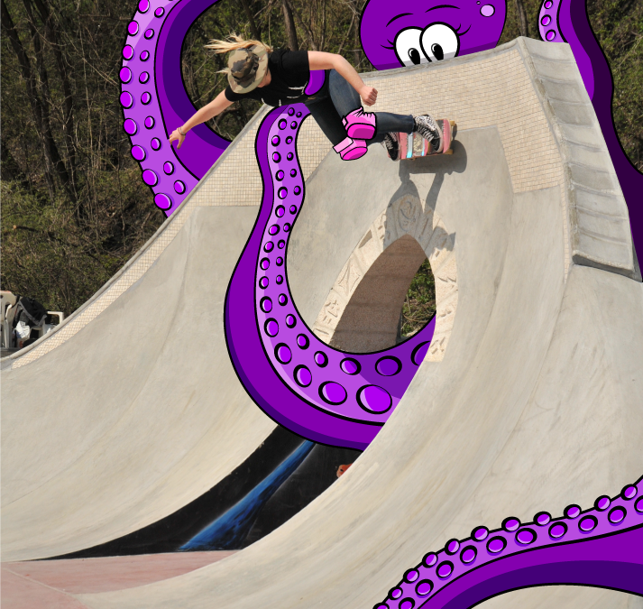 Illustration sur photo – porte de l’enfer skatepark de Saint Jean de Maurienne